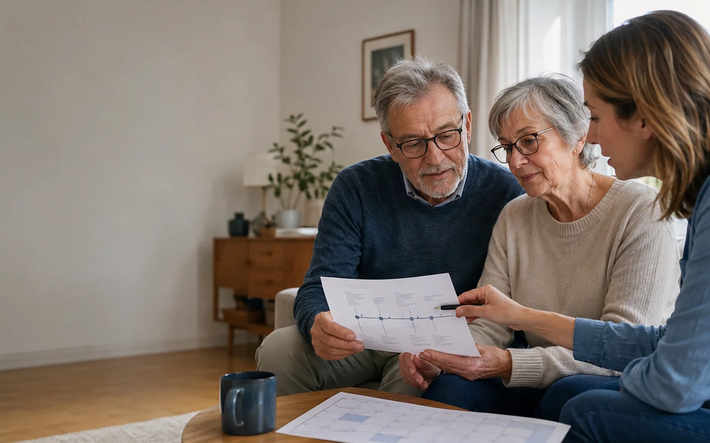 Des seniors consultent calmement des informations générales